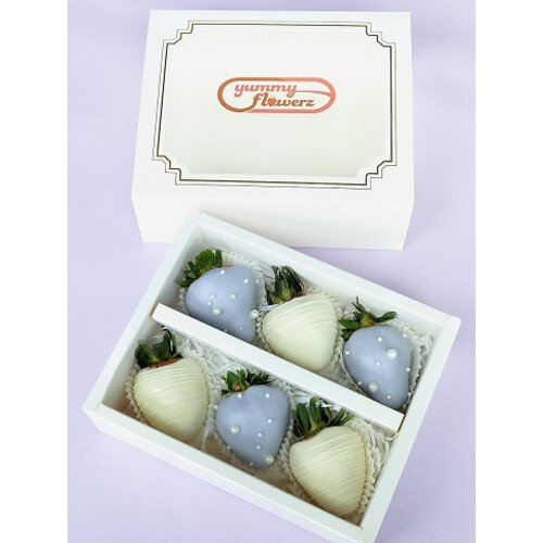 6pcs Pastel Purple & White Chocolate Strawberries Gift Box